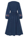 This Blue 1940s Embroidered Floral Lantern Sleeve Dress wraps her in 1940s elegance, one twirl at a time