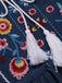 Blue 1940s Embroidered Floral Lantern Sleeve Dress — the kind of 1940s dress that makes strangers smile