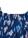 This Blue 1940s Floral Puff Sleeves Off-Shoulder Dress wraps her in 1940s elegance, one twirl at a time