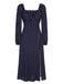 She slips into this Blue 1940s Lantern Sleeve Polka Dots Dress and suddenly it's a 1940s daydream
