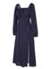 Blue 1940s Lantern Sleeve Polka Dots Dress: where 1940s romance meets her modern spirit