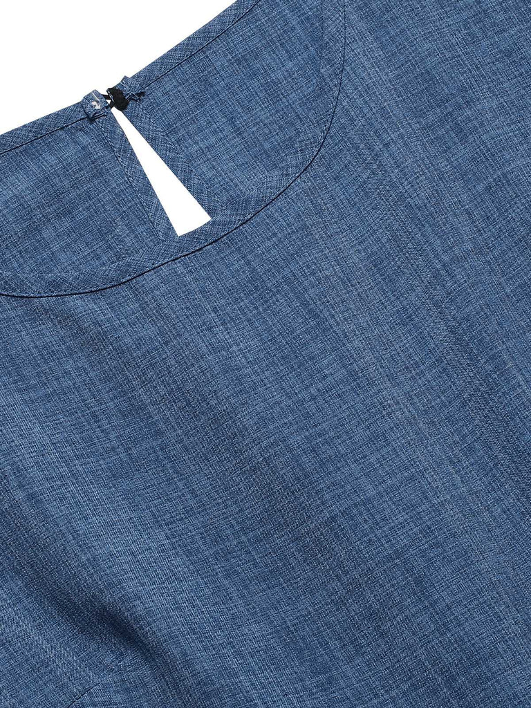 Blue 1940s Layered Ruffle Sleeve A-Line Dress — the kind of 1940s dress that makes strangers smile