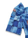 Blue 1940s Patchwork Puff-Sleeve V-Neck Jumpsuit - vintage jumpsuit, retro fashion