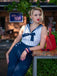 She finds her 1940s story in this Blue 1940s Polka Dot Bow Lapel Jumpsuit