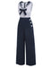 Blue 1940s Polka Dot Bow Lapel Jumpsuit, vintage romper, retro jumpsuit - perfect for women who love vintage and retro fashion