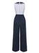 Blue 1940s Polka Dot Bow Lapel Jumpsuit, vintage romper, retro jumpsuit - perfect for women who love vintage and retro fashion