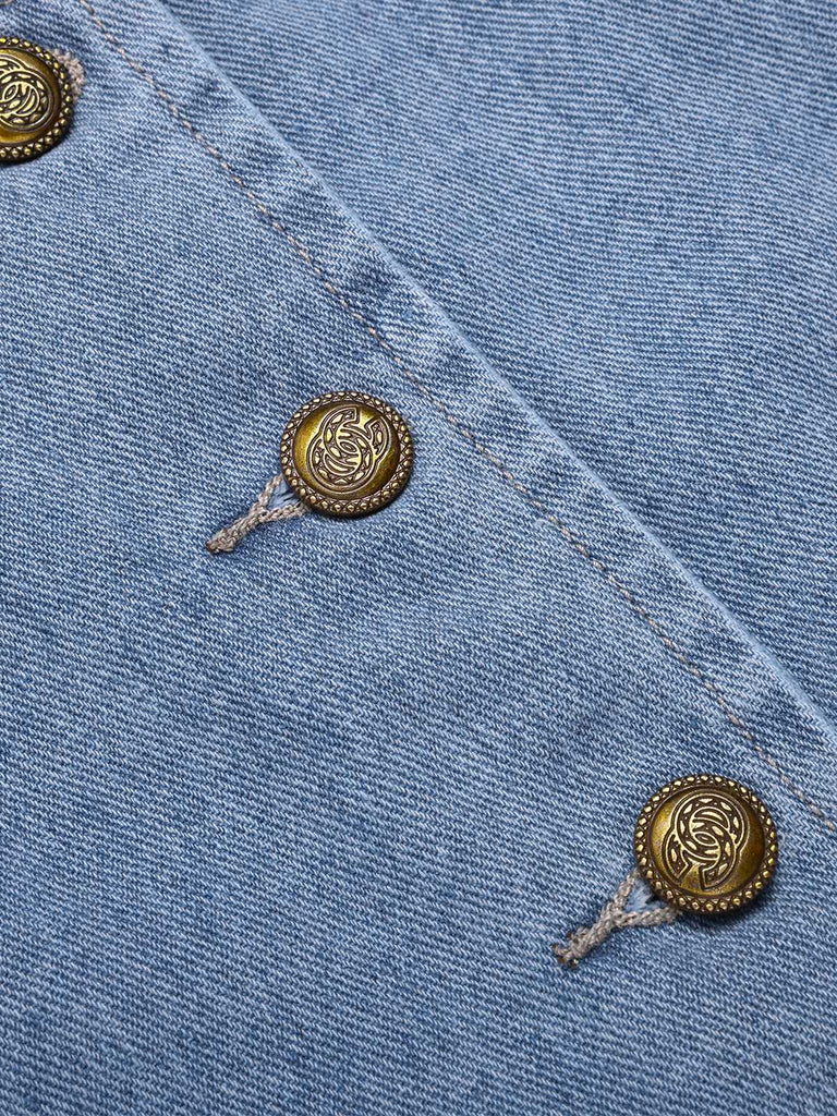 Blue 1940s Sleeveless Denim Vest - vintage fashion, retro style