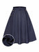 Blue 1940s Solid Button Skirt WIth Belt - vintage skirt, retro style