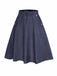Blue 1940s Solid Button Skirt WIth Belt - vintage skirt, retro style