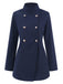 Blue 1940s Solid Stand Collar Double Breasted Coat, vintage coat, retro outerwear - perfect for women who love vintage and retro fashion