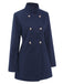 Blue 1940s Solid Stand Collar Double Breasted Coat, vintage coat, retro outerwear - perfect for women who love vintage and retro fashion
