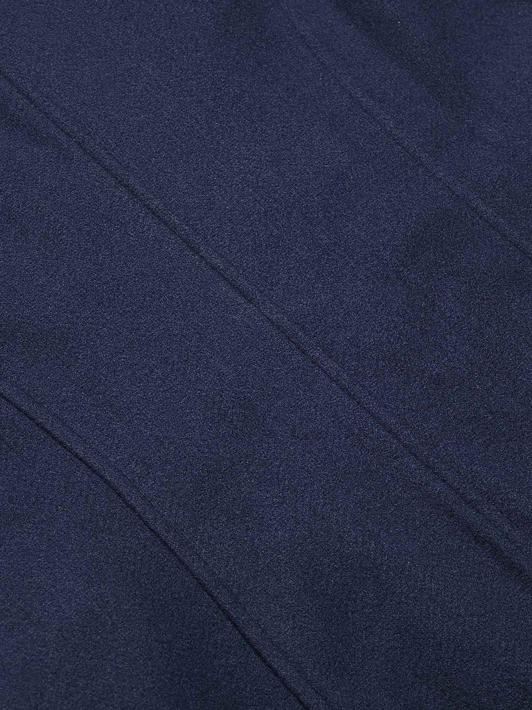 Blue 1940s Solid Stand Collar Double Breasted Coat, vintage coat, retro outerwear - perfect for women who love vintage and retro fashion