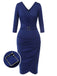 Blue 1940s Solid V-Neck Dress with Belt, vintage dress, retro fashion - perfect for women who love vintage and retro fashion