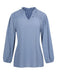Blue 1940s Solid V-Neck Swiss Dot Blouse, vintage top, retro blouse - perfect for women who love vintage and retro fashion
