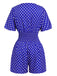 This Blue 1940s V-Neck Polka Dots Romper whispers 1940s secrets to those who notice