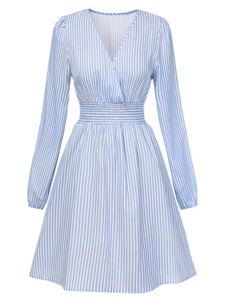1940s VNeck Stripes Long Sleeve | 1940s | vintage dress, retro fashion