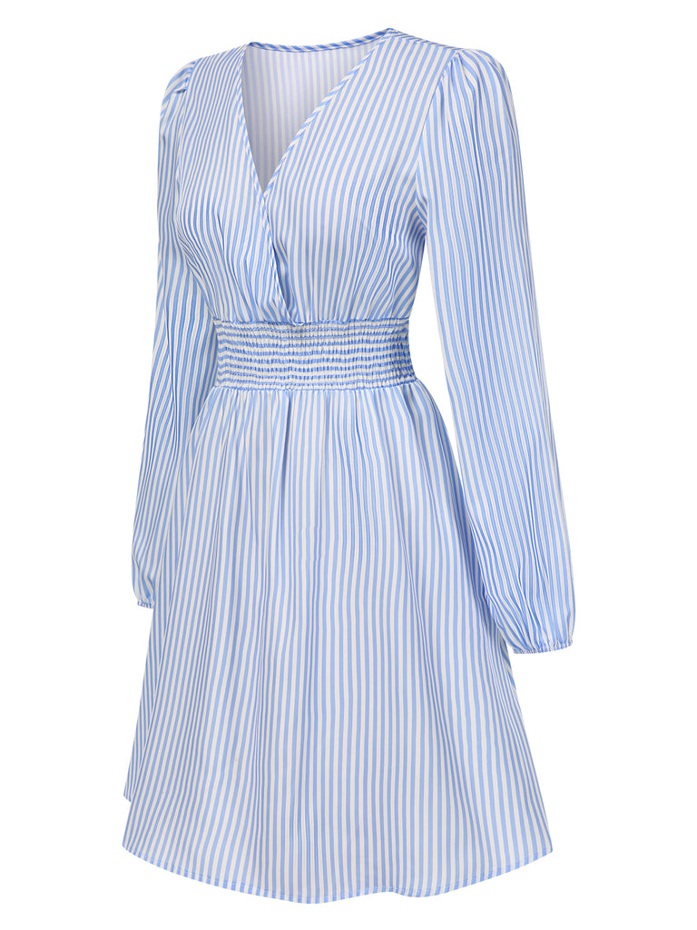 1940s VNeck Stripes Long Sleeve | 1940s | vintage dress, retro fashion