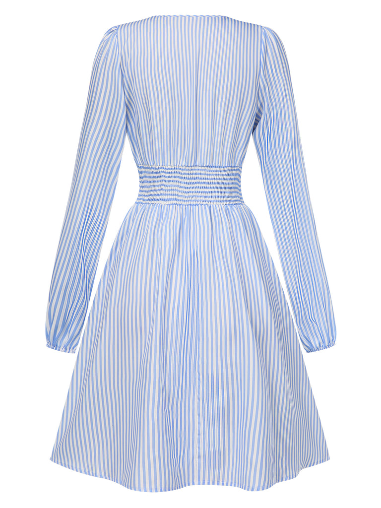 1940s VNeck Stripes Long Sleeve | 1940s | vintage dress, retro fashion