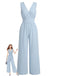 Blue 1940s Vintage V Neck Jumpsuit