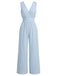 Blue 1940s Vintage V Neck Jumpsuit