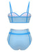 Blue 1950s Button Patchwork Swimsuit, vintage swimsuit, pin-up swimwear - perfect for women who love vintage and retro fashion