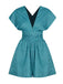 She finds her 1950s story in this Blue 1950s Fishback Multi-wear Cap Sleeve Romper