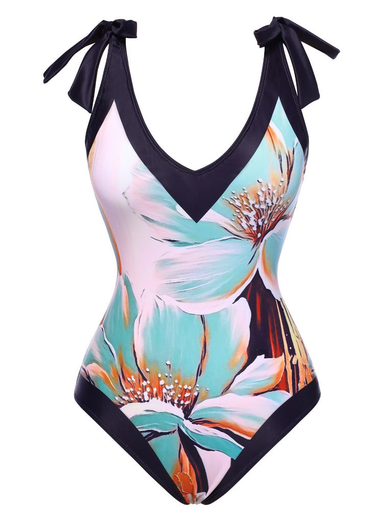 1950s Floral Patchwork Shoulder Tie | 1950s | vintage swimsuit, retro beachwear