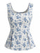 Blue 1980s Floral Square Neck Top 3