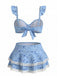 Blue 1950s Print Swimsuit