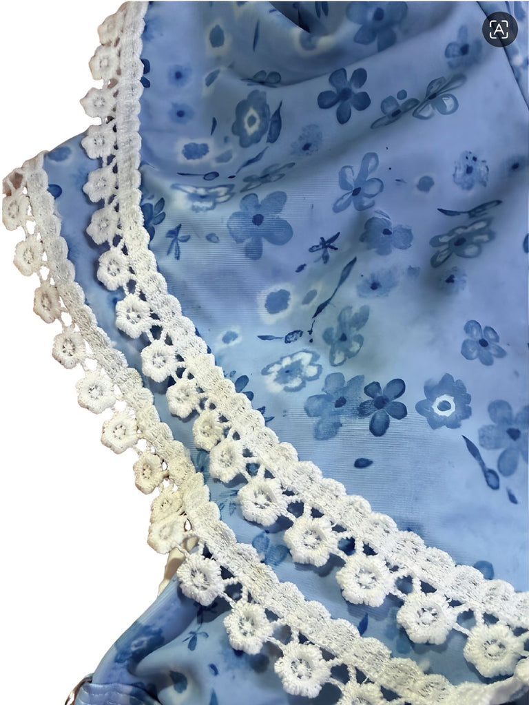 Blue 1950s Print Swimsuit