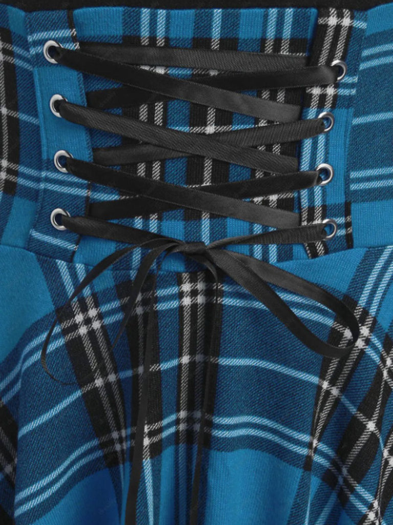 This Blue 1950s Gingham Patchwork Dress wraps her in 1950s elegance, one twirl at a time