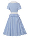 Blue 1950s Gingham Plaid Ruffle Swing Dress - vintage dress, retro fashion, rockabilly