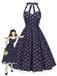 Blue 1950s Halter Lace Pure Cotton Floral Dress - vintage dress, retro fashion, elegant style for vintage lovers