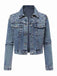 Blue 1950s Lapel Pearls Denim Short Coat - vintage fashion, retro style