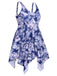 [Plus Size] Blue 1950s Leaves Spaghetti Strap Swimsuit, vintage swimsuit, pin-up swimwear - perfect for women who love vintage and retro fashion