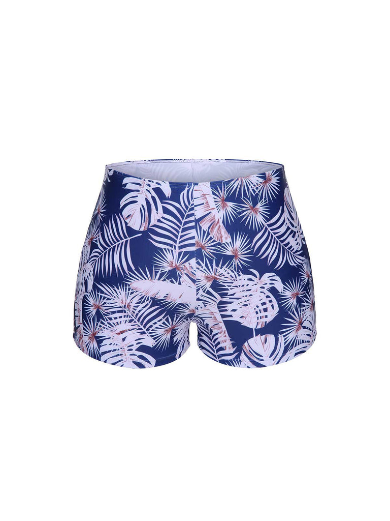 [Plus Size] Blue 1950s Leaves Spaghetti Strap Swimsuit, vintage swimsuit, pin-up swimwear - perfect for women who love vintage and retro fashion
