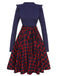 Blue 1950s Long Sleeve Plaid Dress, vintage dress, retro fashion, rockabilly, pin-up fashion - perfect for women who love vintage and retro fashion