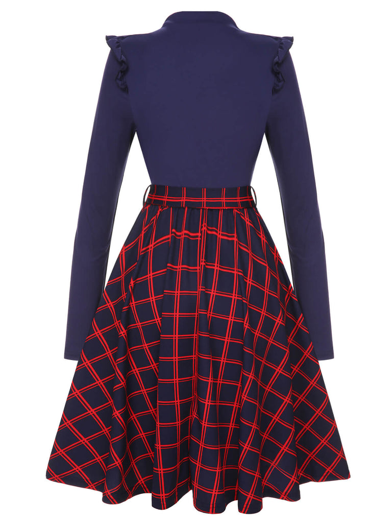 Blue 1950s Long Sleeve Plaid Dress, vintage dress, retro fashion, rockabilly, pin-up fashion - perfect for women who love vintage and retro fashion