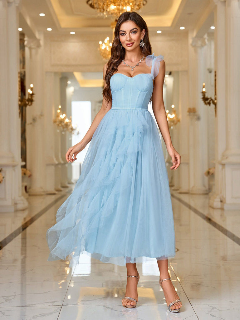 green emerald velvet dress Light Blue Vintage Prom Dress – misaislestyle main image 0
