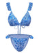 Blue 1950s Paisley Print Ruffle Trim Triangle Bikini Swimsuit, vintage swimsuit, pin-up swimwear - perfect for women who love vintage and retro fashion