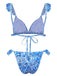 Blue 1950s Paisley Print Ruffle Trim Triangle Bikini Swimsuit, vintage swimsuit, pin-up swimwear - perfect for women who love vintage and retro fashion