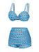 This Blue 1950s Pineapple Strap Bow Swimsuit carries 1950s vacation dreams in every stitch