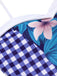 Blue 1950s Plaid Floral Swimsuit — vintage elegance for the modern woman