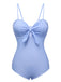 Blue 1950s Plaid Knot Strap Swimsuit, vintage swimsuit, pin-up swimwear - perfect for women who love vintage and retro fashion