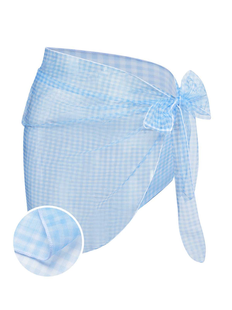 She finds her 1950s story in this Blue 1950s Plaids Mesh Cover-Up
