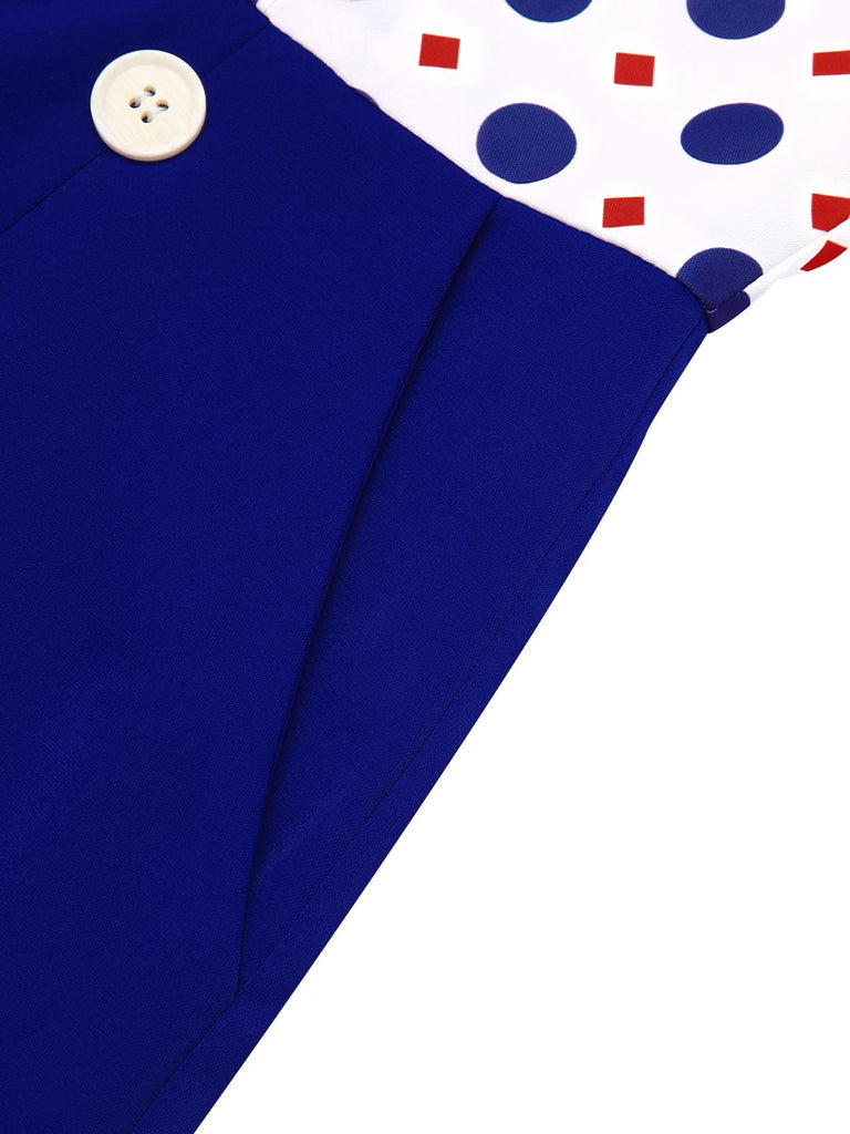 Blue 1950s Polka Dot Buttoned Romper — vintage elegance for the modern woman