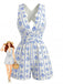 Light Blue 1950s Ocean Print Halter Romper