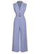 Blue 1950s Solid Cap Sleeves Lapel Jumpsuit, vintage romper, retro jumpsuit - perfect for women who love vintage and retro fashion