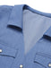 Blue 1950s Solid Waist Tie Lapel Blouse, vintage top, retro blouse - perfect for women who love vintage and retro fashion
