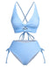 Blue 1950s Spaghetti Strap Plaids Swimsuit: 1950s Riviera elegance, reimagined for her